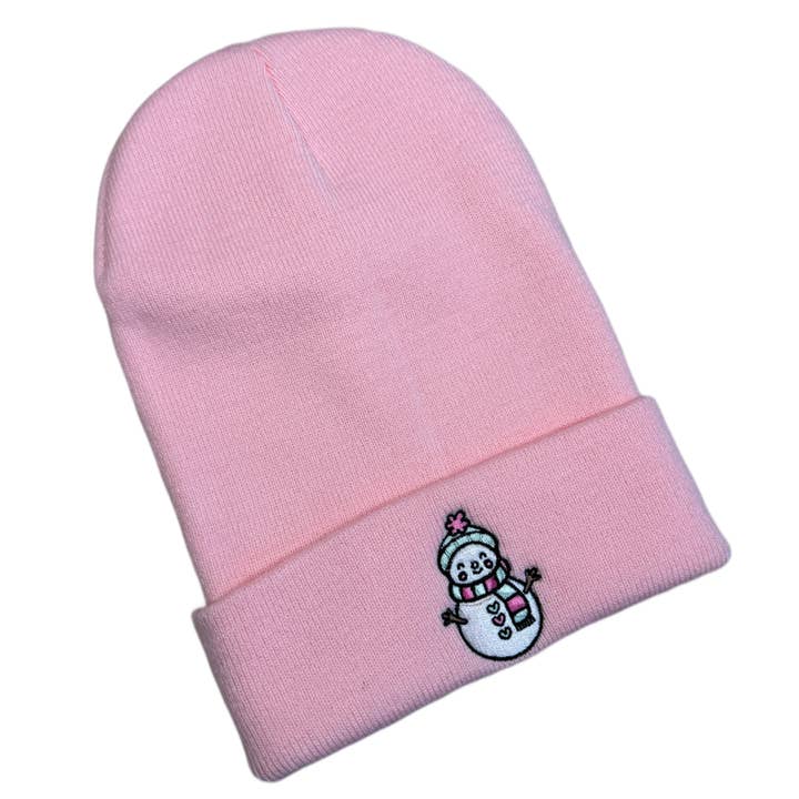 Snowman - pink beanie for wholesale by Wuffelliebe