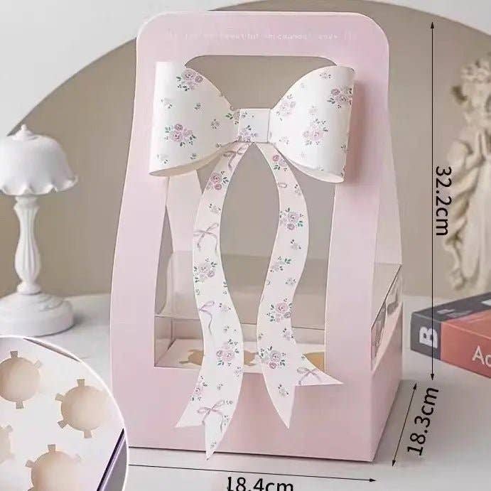 Elegant Design Supply - Wholesale Gift Box - Cute Cupcake Box with Handle and Ribbon (5 pcs/set)3