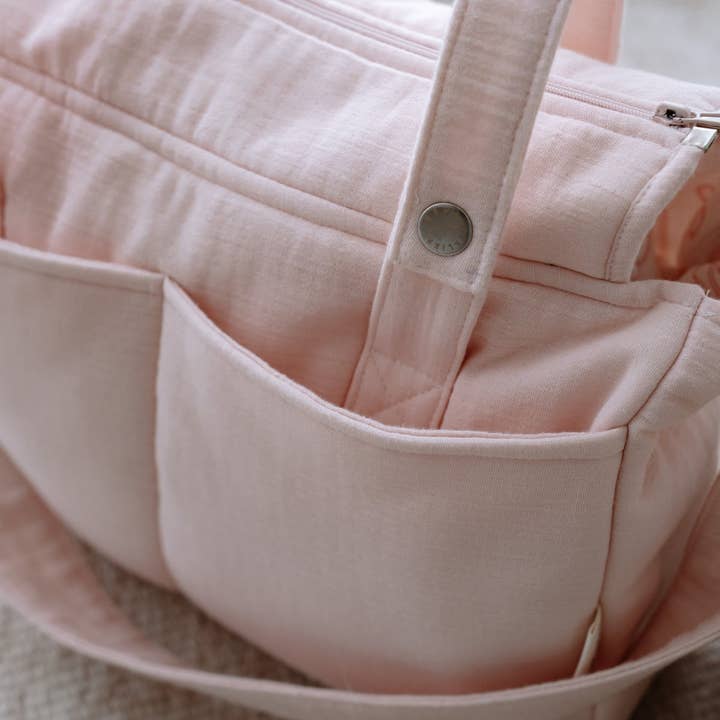 Atelier Babbi - Wholesale Diaper Bag - Baby - Muslin Mommy Bag - Ribbon/Pink