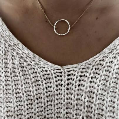 NATURE ET LIN - Wholesale Pendant/Charm Necklace - CERCLE VIDE - Linen necklace made in France, linen jewelry n