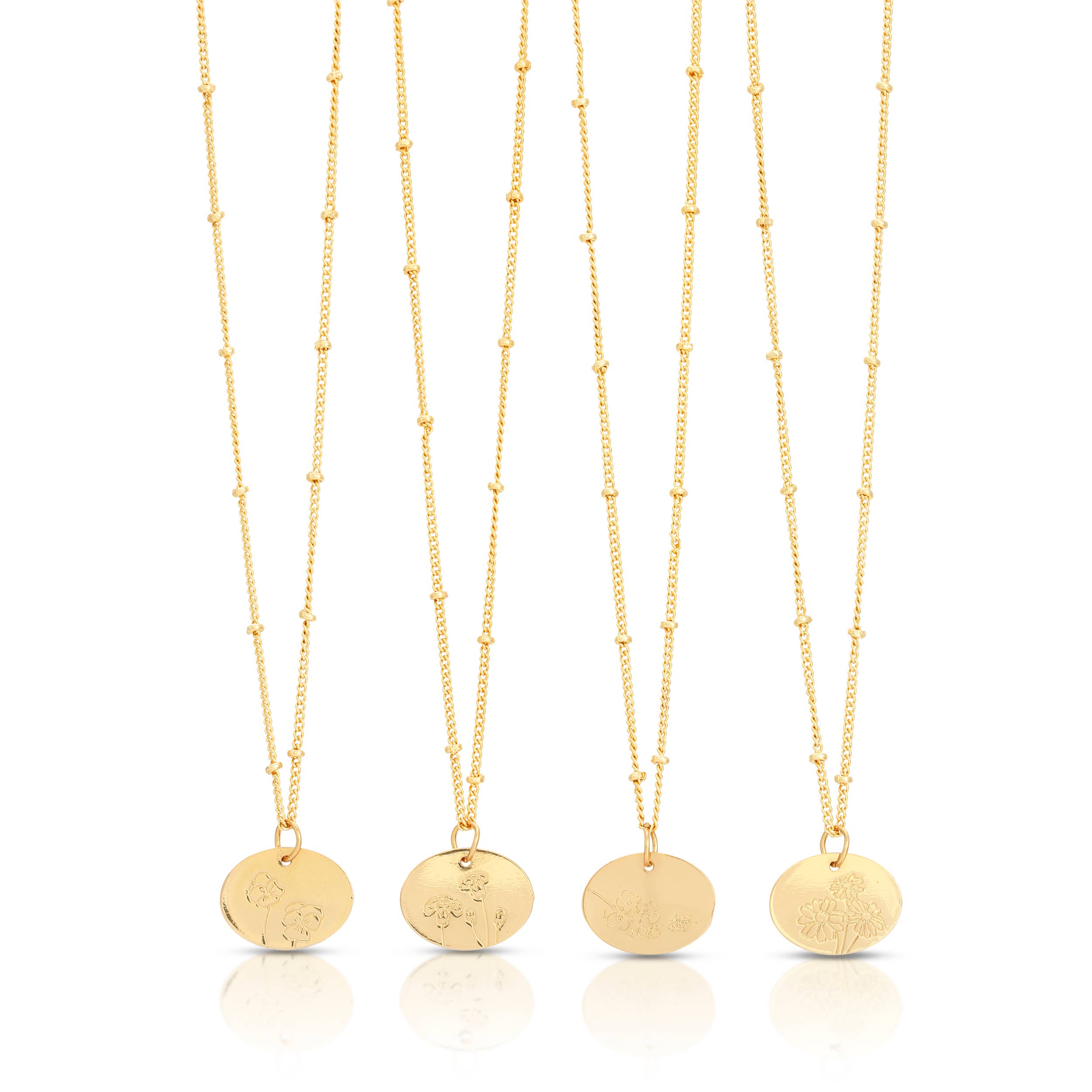 Lucky Feather – wholesale Hänge-/berlockhalsband – Birth Month Flower-halsband, sortiment - 48 st2