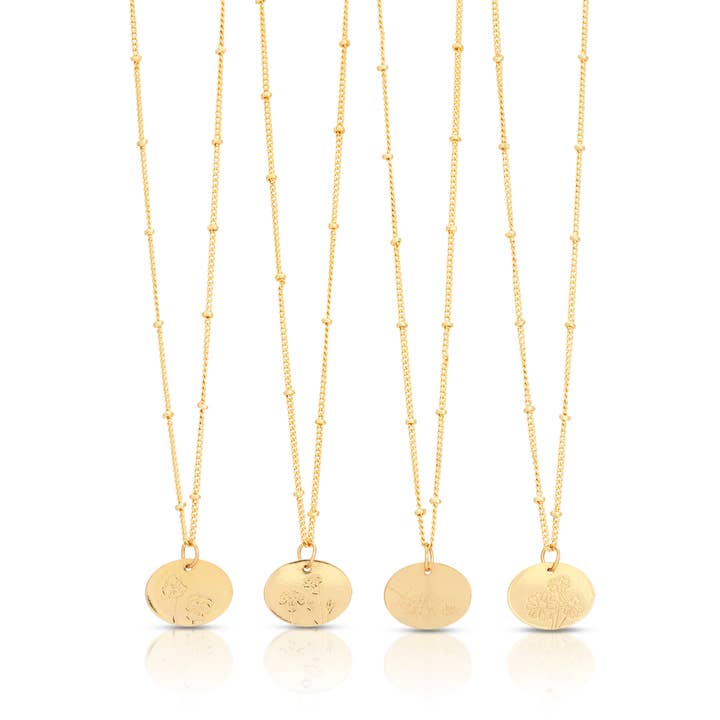 Lucky Feather - Wholesale Pendant/Charm Necklace - Birth Month Flower Necklace ASSORTMENT - 48 pc2