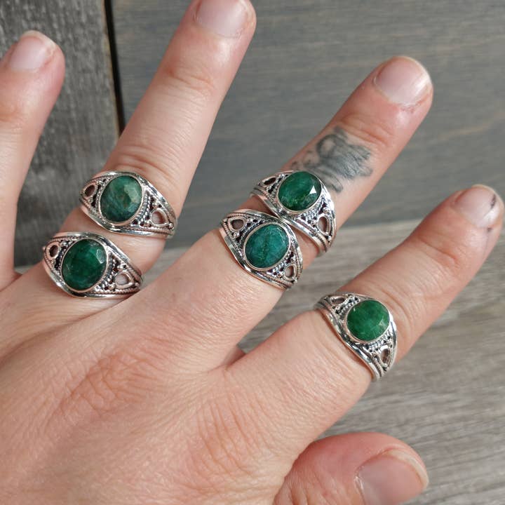 Keystone Crystals - Wholesale Cocktail/Statement Ring - Gemstone Sterling Silver Boho Statement Ring