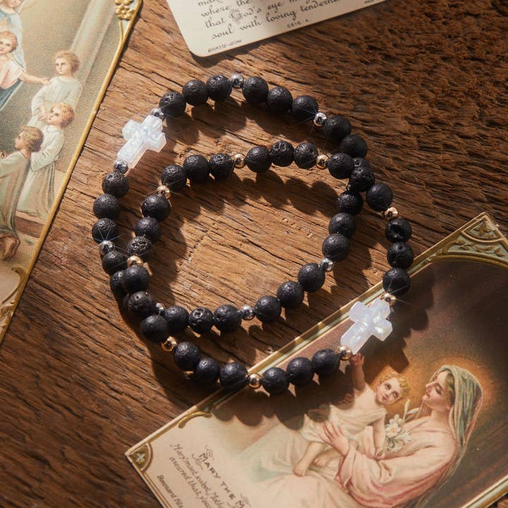 Holy Water Bracelet - Wholesale Beaded Bracelet - Holy Water Mens Lava Rock Bracelet