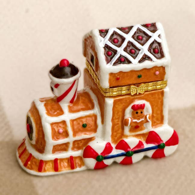 Gingerbread Train Hand Painted Trinket Box for wholesale by 3PercentMarket