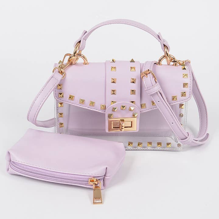 3AM BY H&D ACCESSORIES - Wholesale Clutch bag – women's - Studded See Through Clutch3