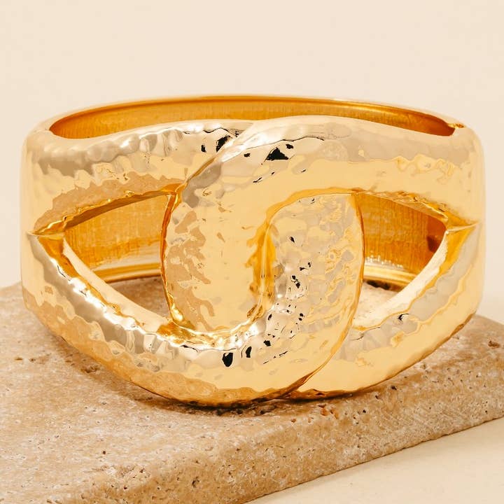 Hammered Textured Link Hinge Bangle Bracelet for wholesale by Anarchy Street