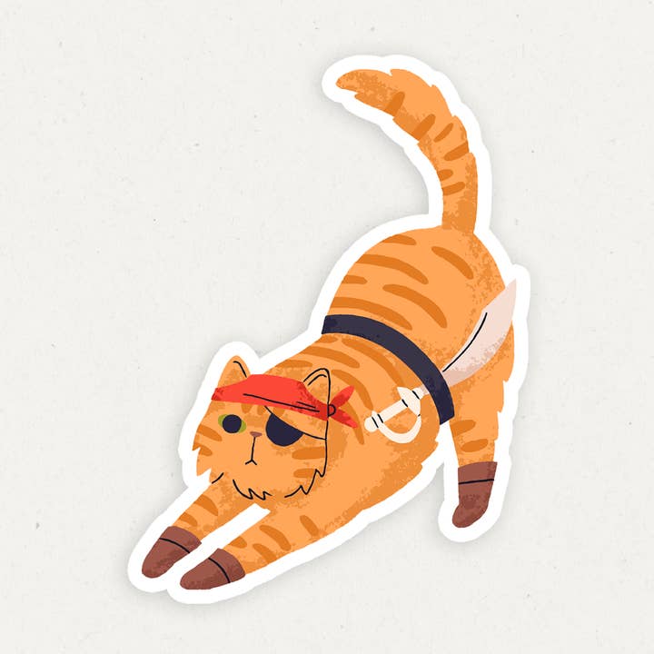Pirate Cat | Funny Vinyl Sticker for wholesale by Gobi Prints Co.