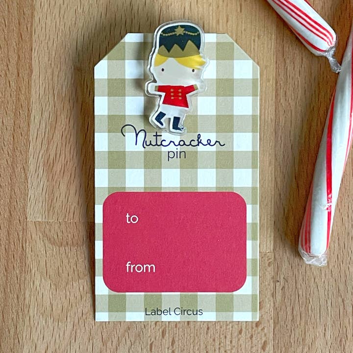 Nutcracker Pin Gift Tag for wholesale by Label Circus