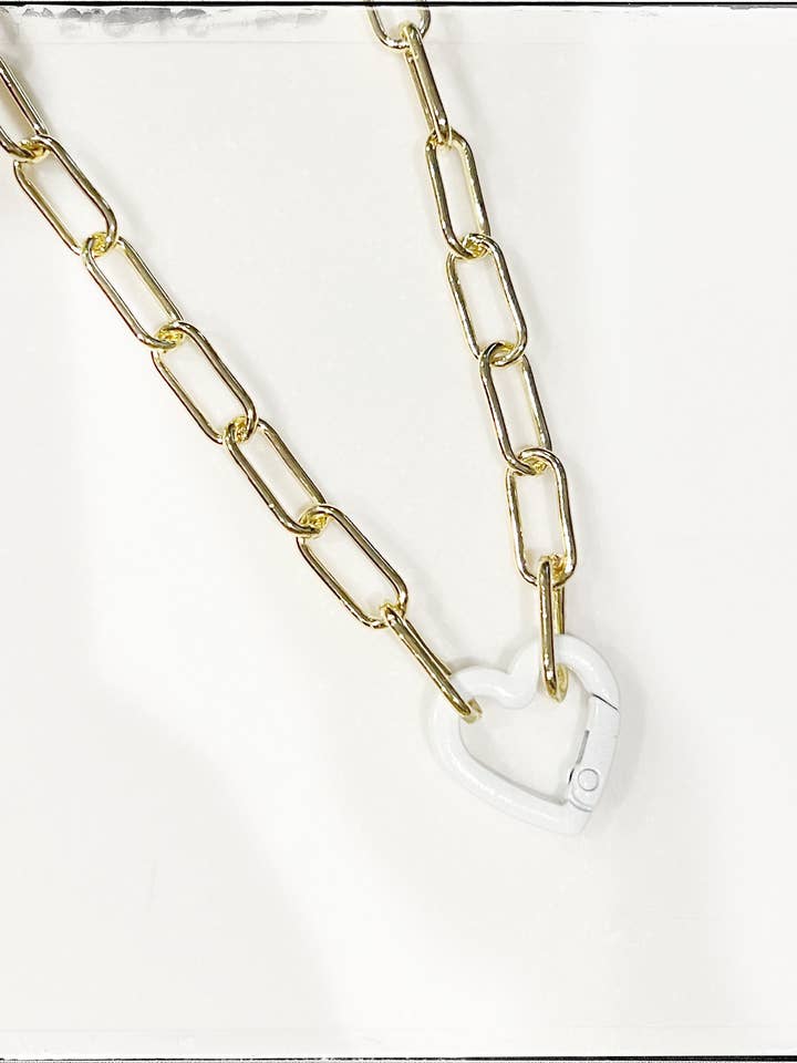 Goldene Büroklammer, Kette, Anhänger, Anhänger, Karabinerherz für den Großhandel von GentrybyJenna