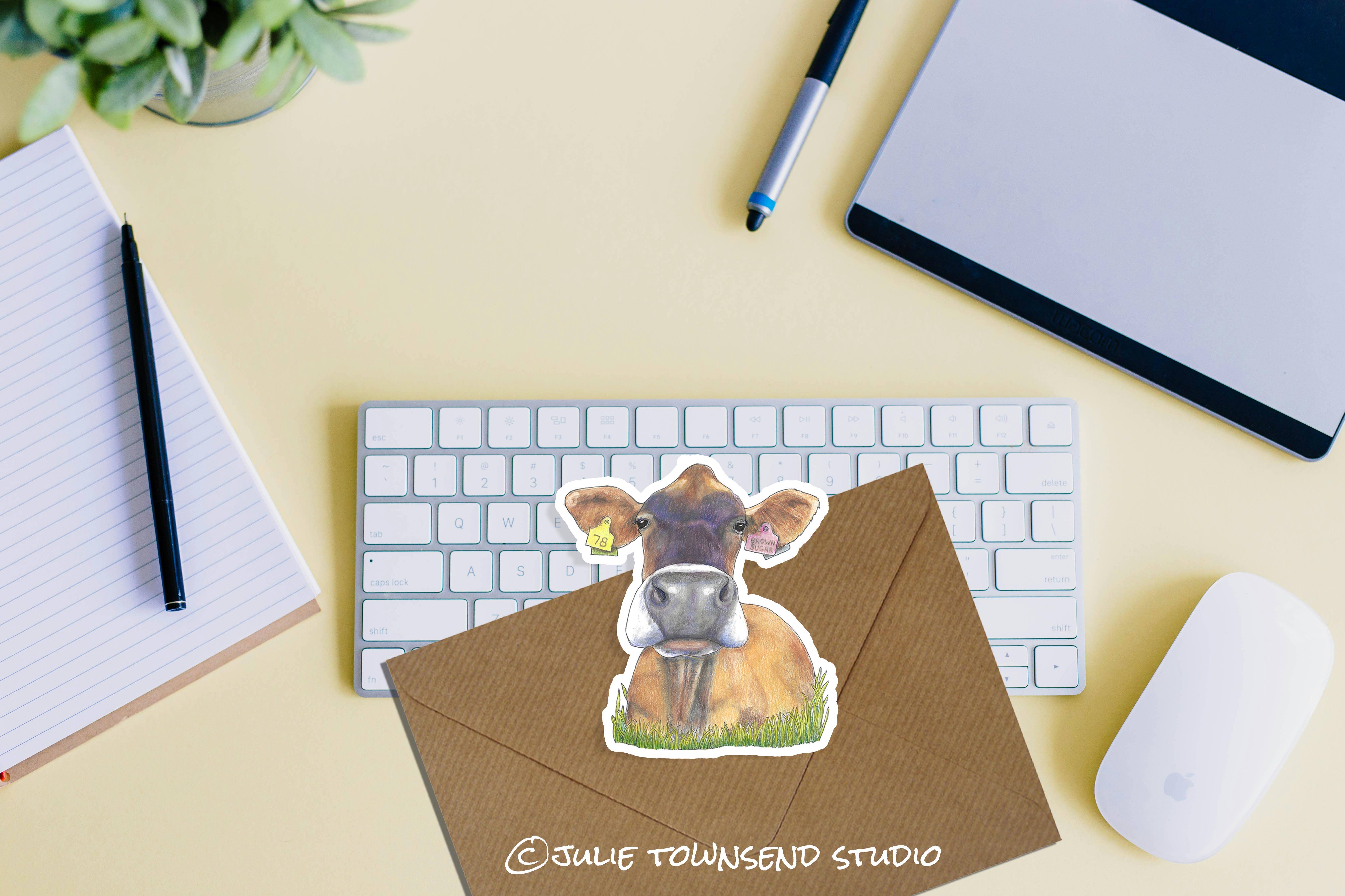 Julie Townsend Studio - Wholesale Sticker - Sticker - Jersey Dairy Cow - Handmade Waterproof Vinyl4