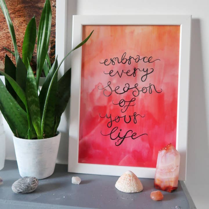 red orange A4 positive quote watercolour print for wholesale by Keep It Bright