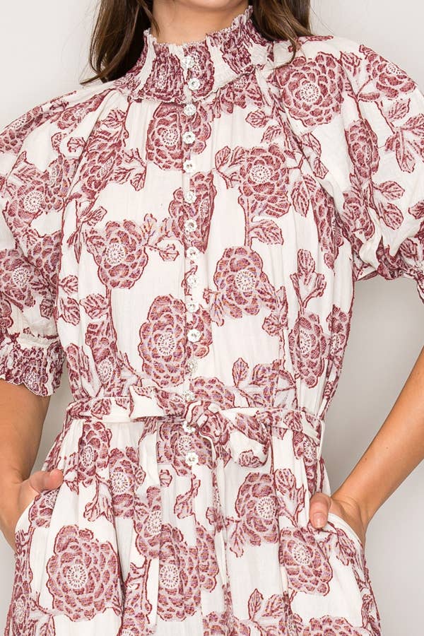 Curds and Whey – Großhandel Kleid – Damen – C7114 MAXIKLEID MIT PUFFÄRMELMUSTER10