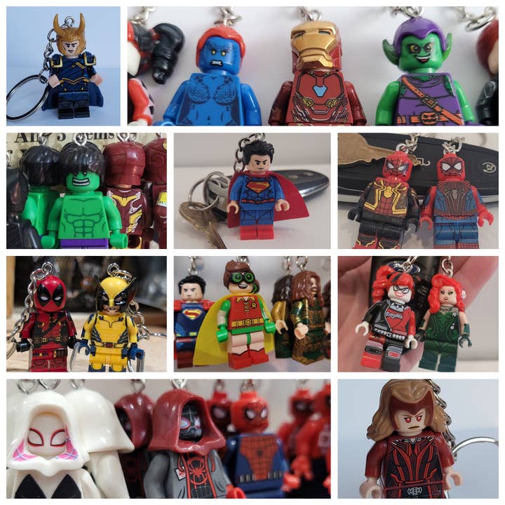 Con-Quest Crafts - Wholesale Keychain - Unisex - Super Hero & Super Villain Comic Minifigure Keychains
