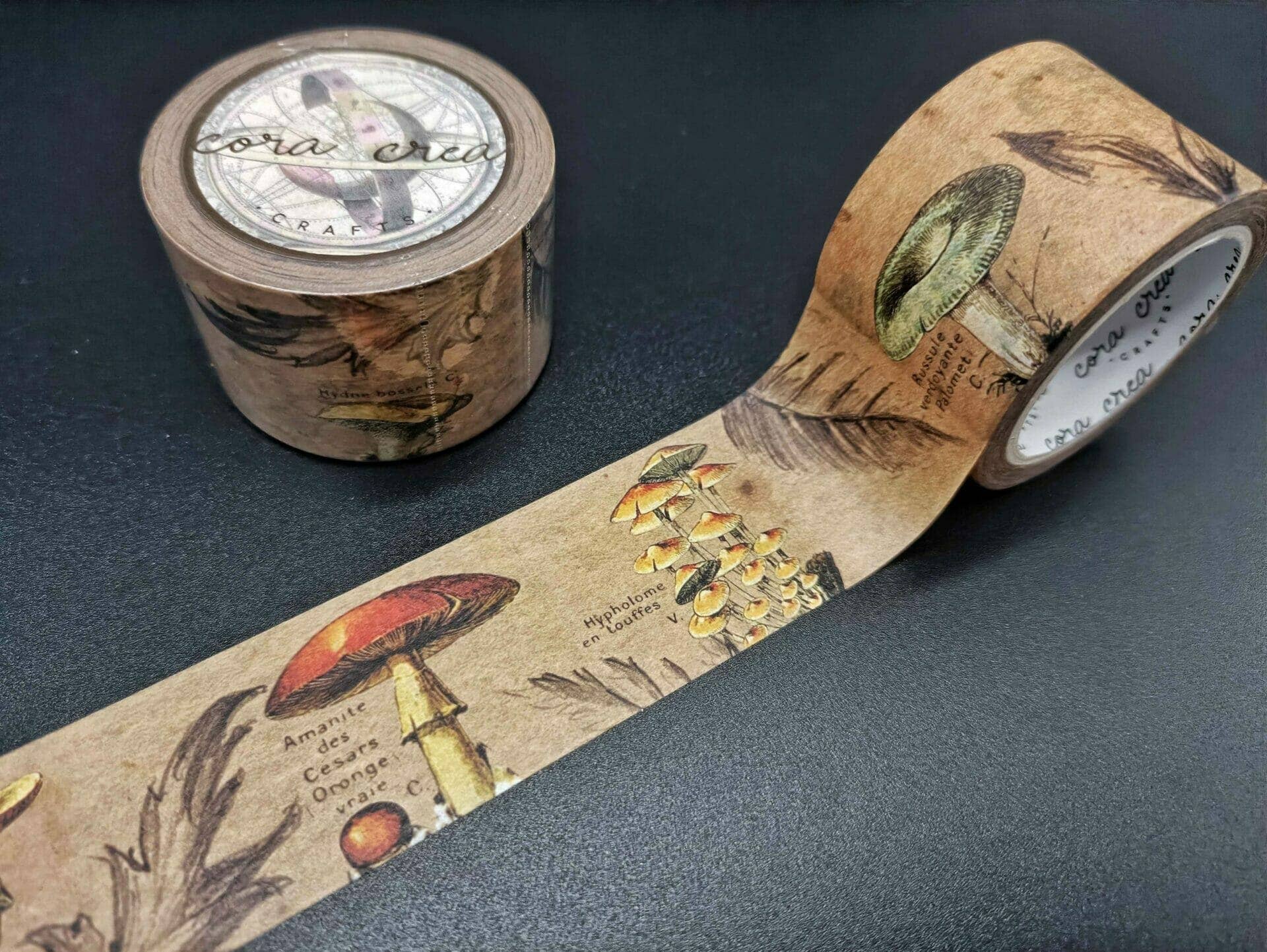 CoraCreaCrafts - Vente Rubans adhésifs Washi - Ruban adhésif Washi Vintage Mushrooms2