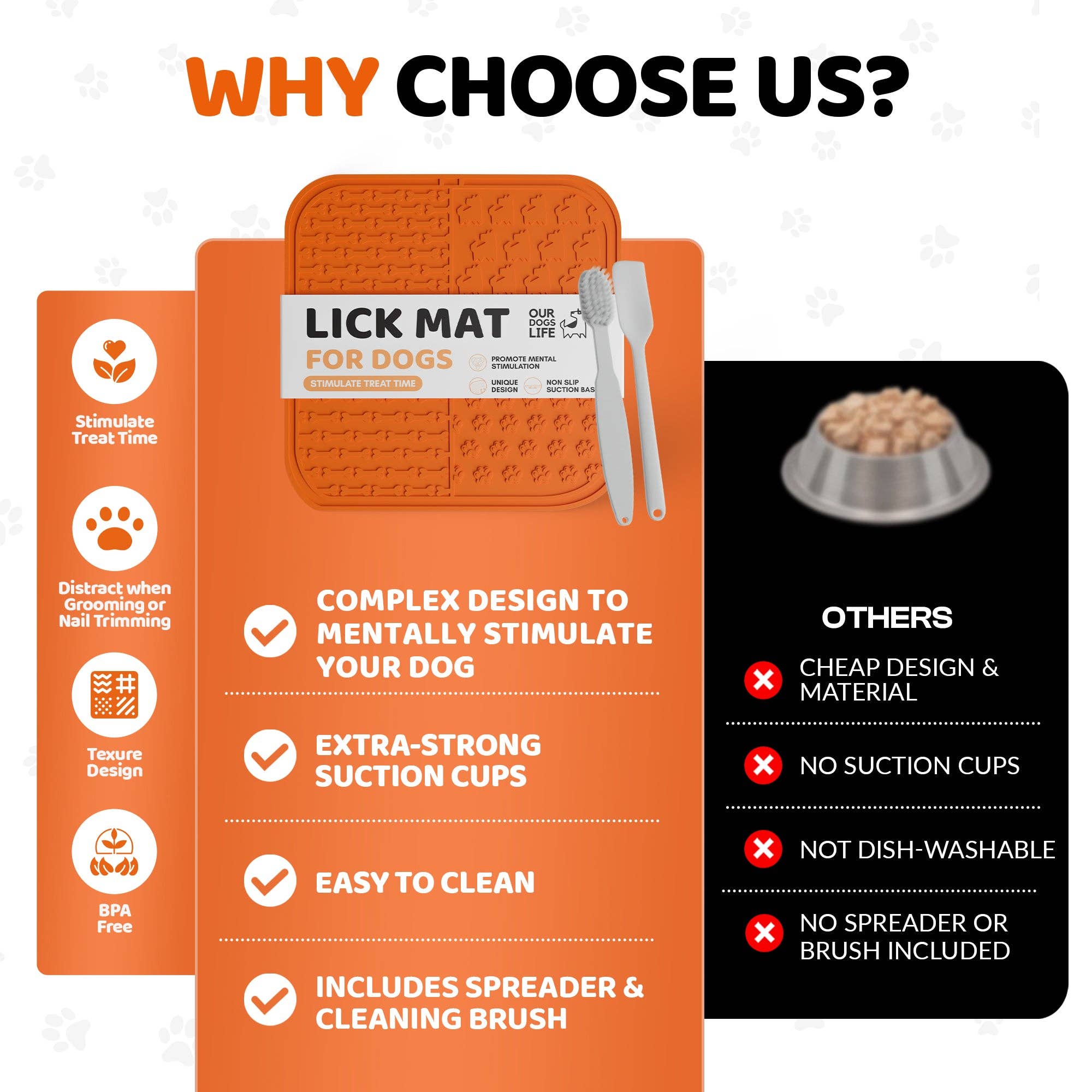 OurPetsLife – wholesale Pet food mat – Dog – Lick Mat For Dogs with Spreader & Brush2