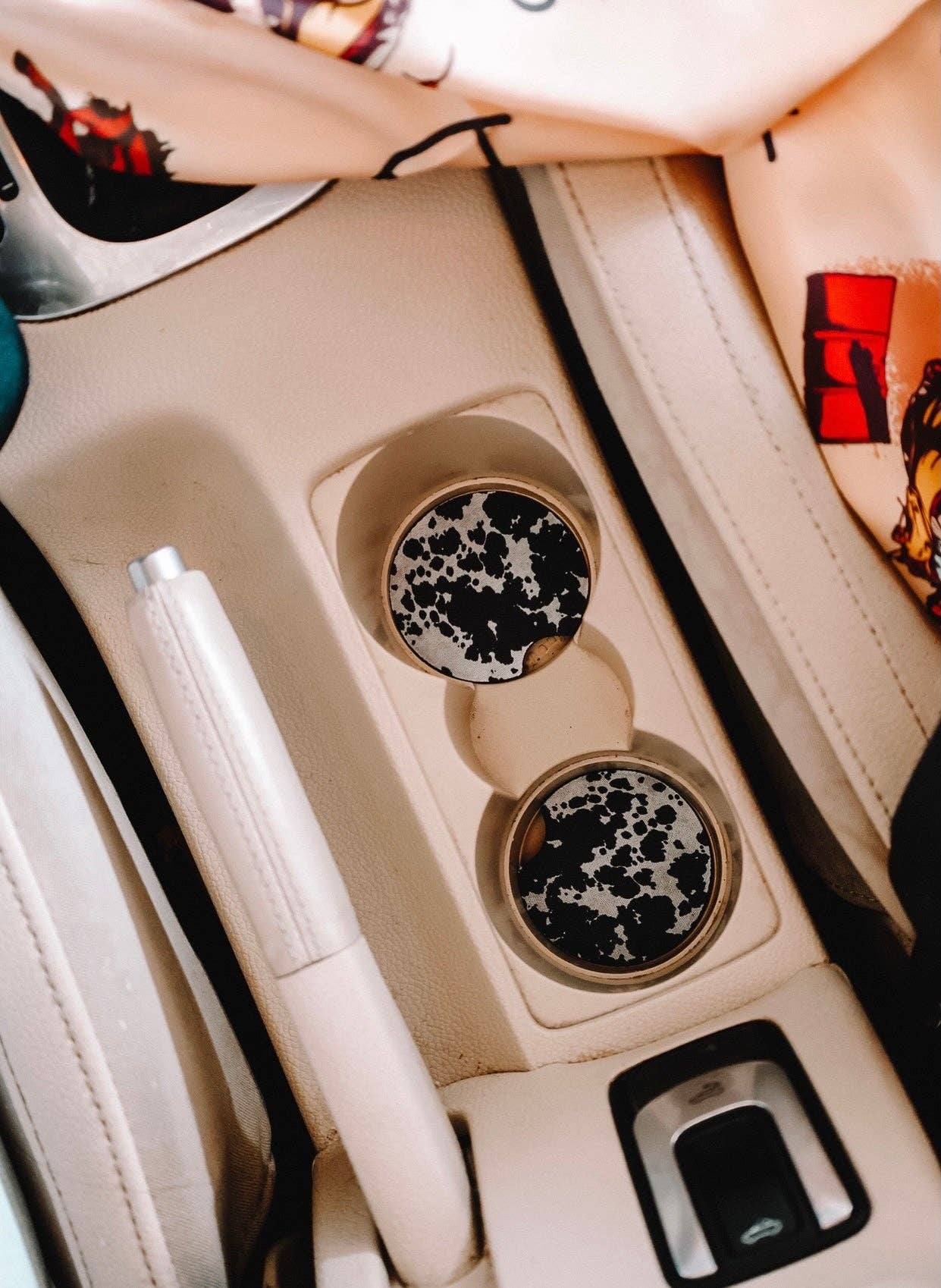 The Front Porch Label - Wholesale Car Coaster - Women's - Cowgirl Babe Black Cow Print Car Coasters 2-Pack3