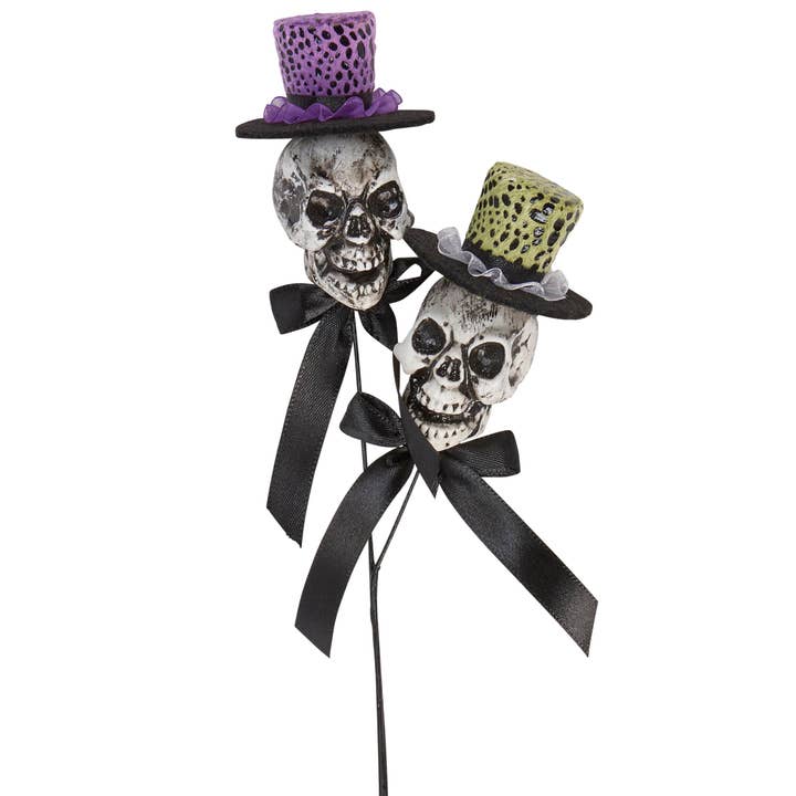 Top Hat Skull Floral Pick for wholesale by Primitives by Kathy