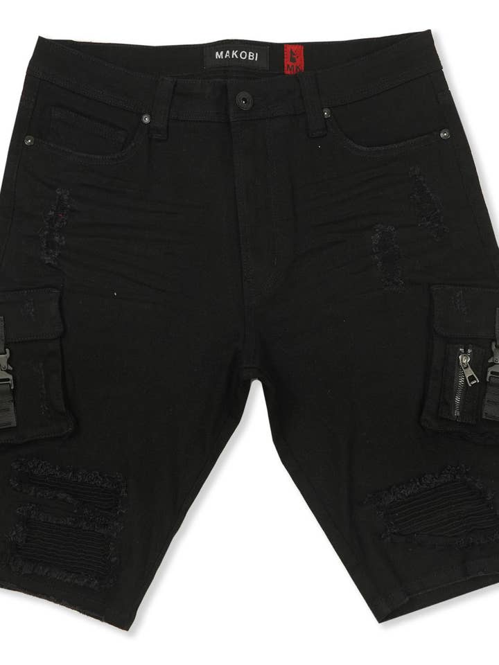 Short déchiqueté M936 Makobi Cargo - Noir pour la vente par Makobi