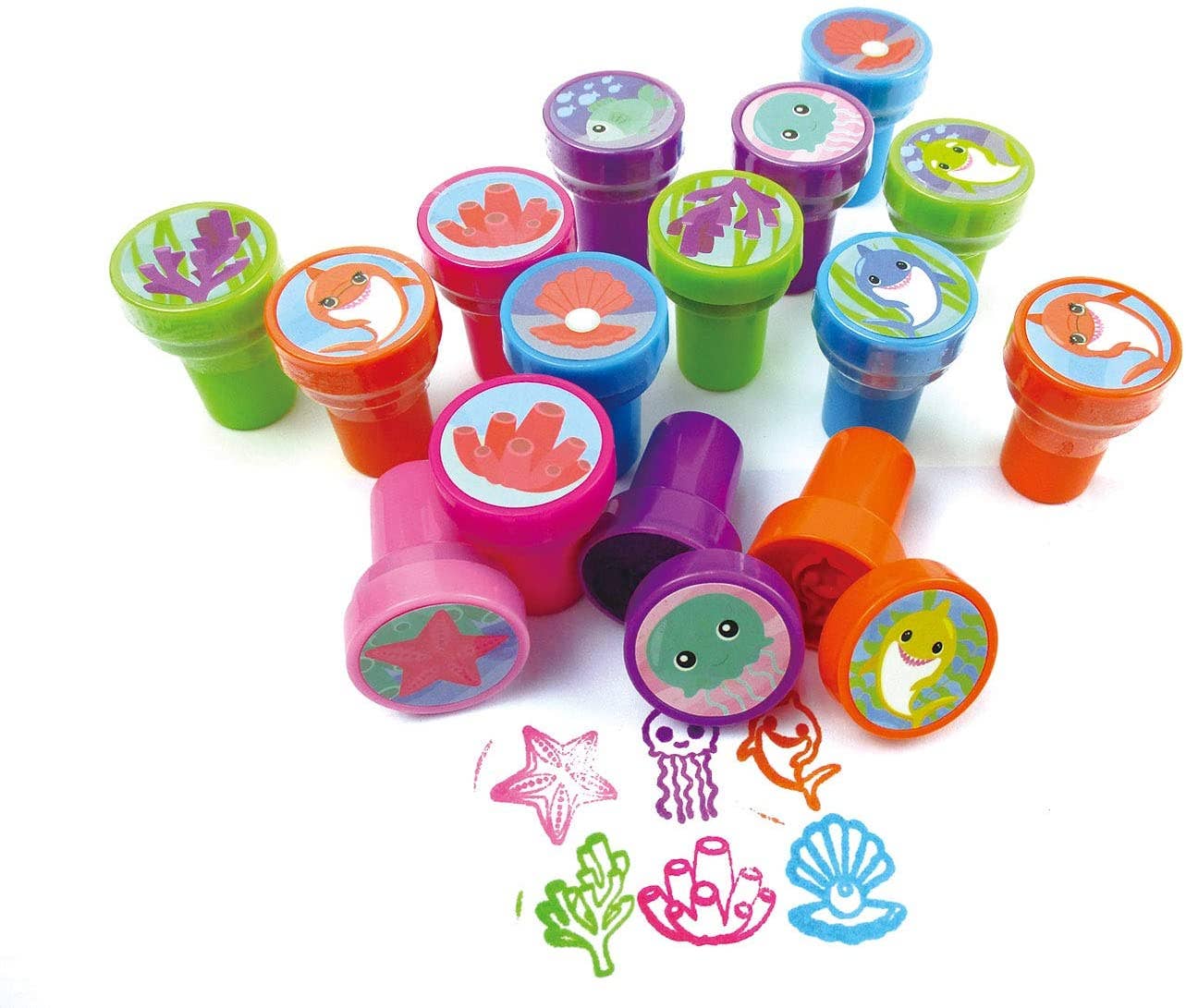 Tiny Mills - Vente Sachet cadeau/boîte cadeau pour invités - Requin Famille Anniversaire Assortiment de faveurs pour 12 enfants1