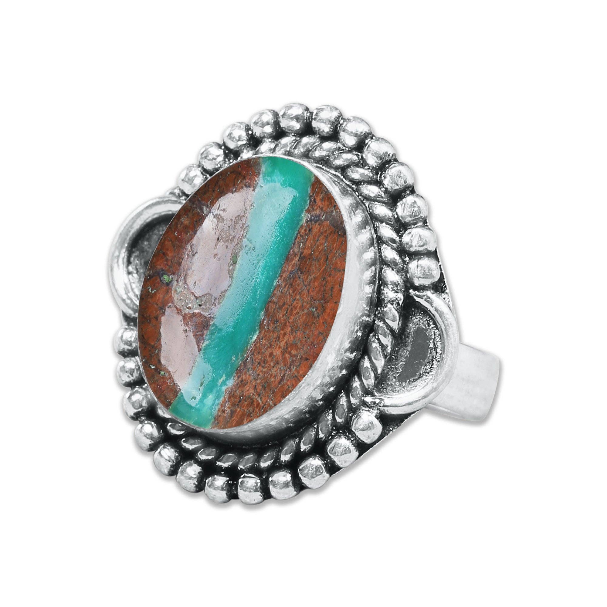 Handmade Jewels - Wholesale Cocktail/Statement Ring - Chrysoprase Matrix Rings – Silver-Plated, Handmade, Assorted Sizes (Made to Order)19