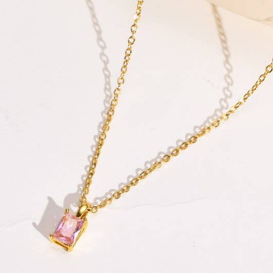 JOSSLYN by wall to wall - Wholesale Pendant/Charm Necklace - 18K STAINLESS STEEL TARNISH FREE GLASS NECKLACE | 40NK9444