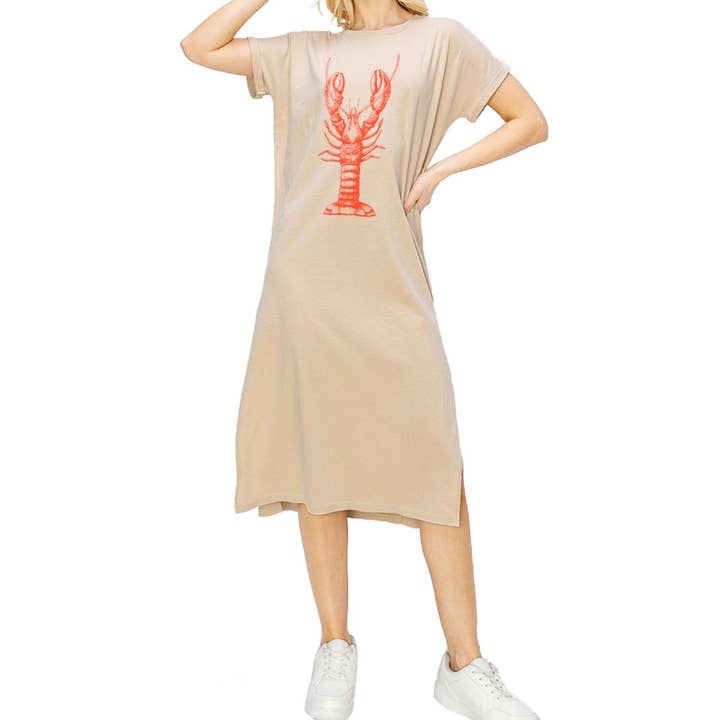 VLD212-P7063 LOBSTER GRAPHIC PRINT MAXI DRESS TOP for wholesale by PINK NABI