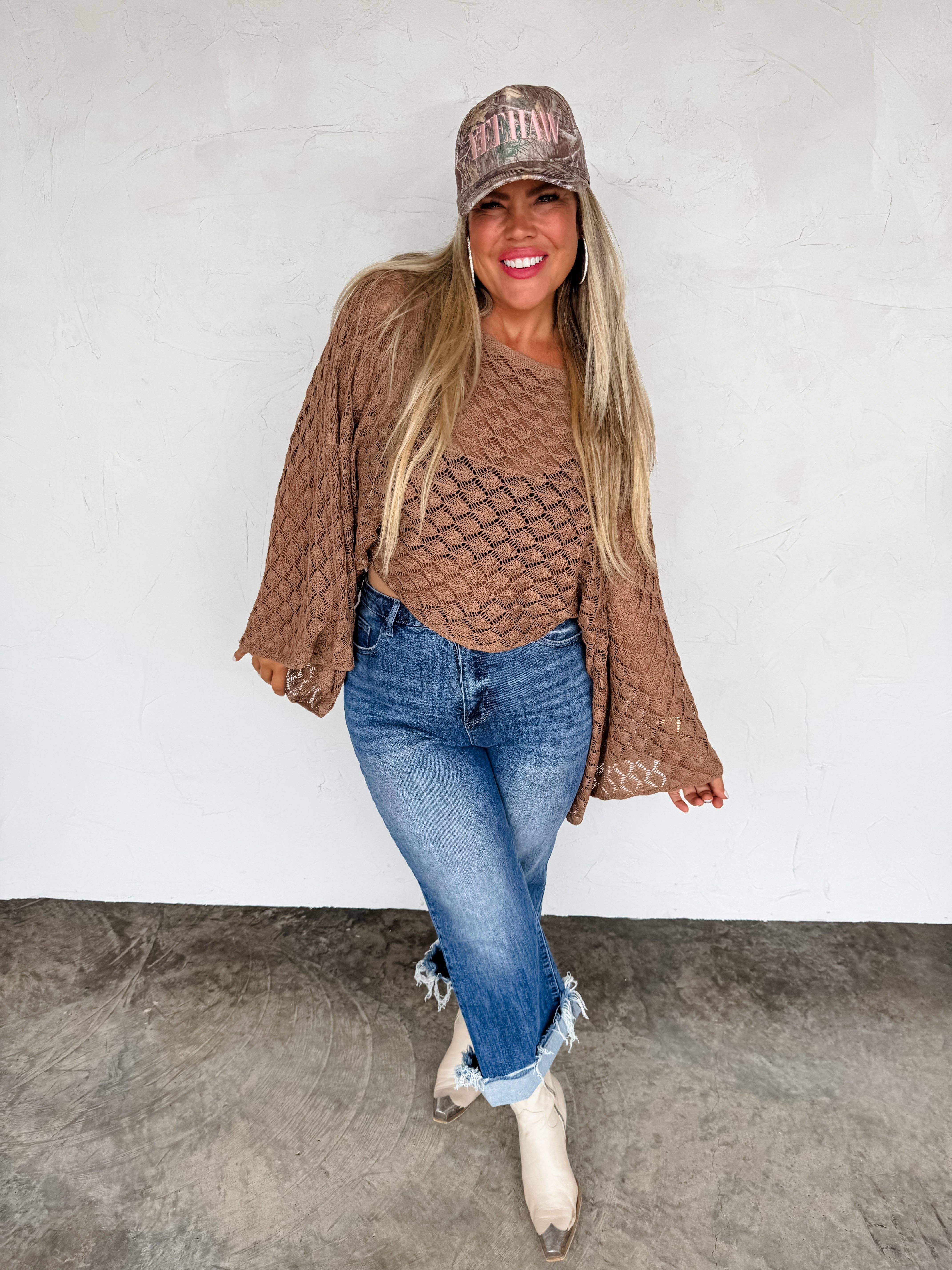 BLAKELEY - Vente Haut en maille – femme - TOP À MANCHES ÉVASÉES ESPRIT LIBRE COULEURS D'AUTOMNE0