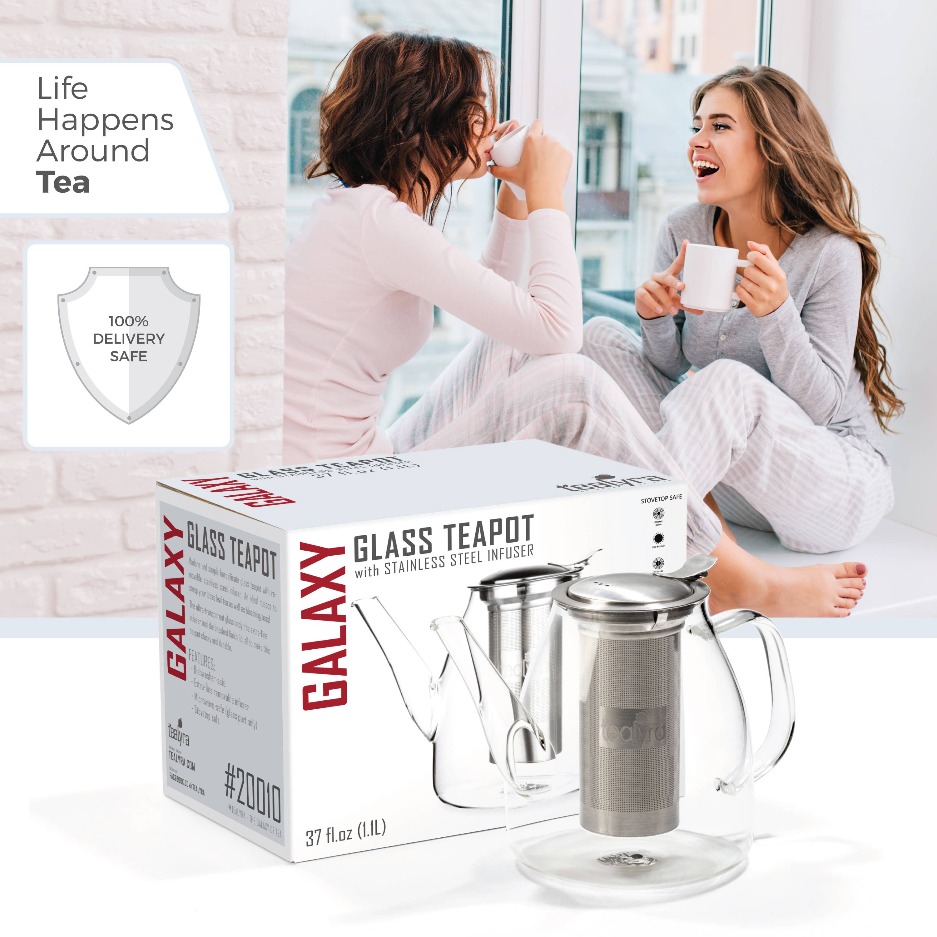 TEALYRA / LUXBE - Wholesale Tea Pot - Galaxy Glass Teapot Kettle 37oz Stove Top Safe For loose Tea7