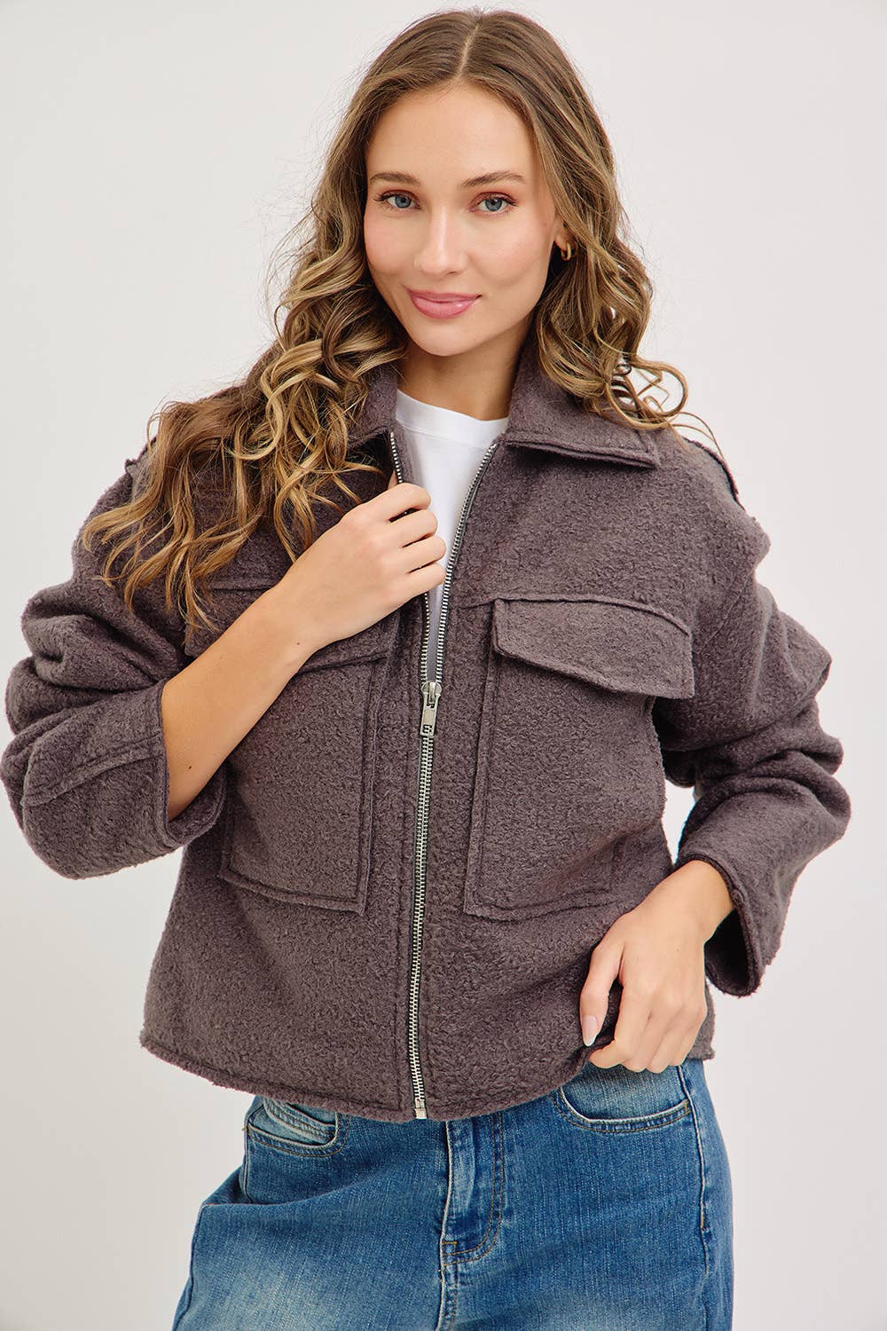 Sweet Lovely by Jen - Wholesale Bomber Jacket - Women's - TEXTURED BOMBER JACKET/OUTERWEAR 3
