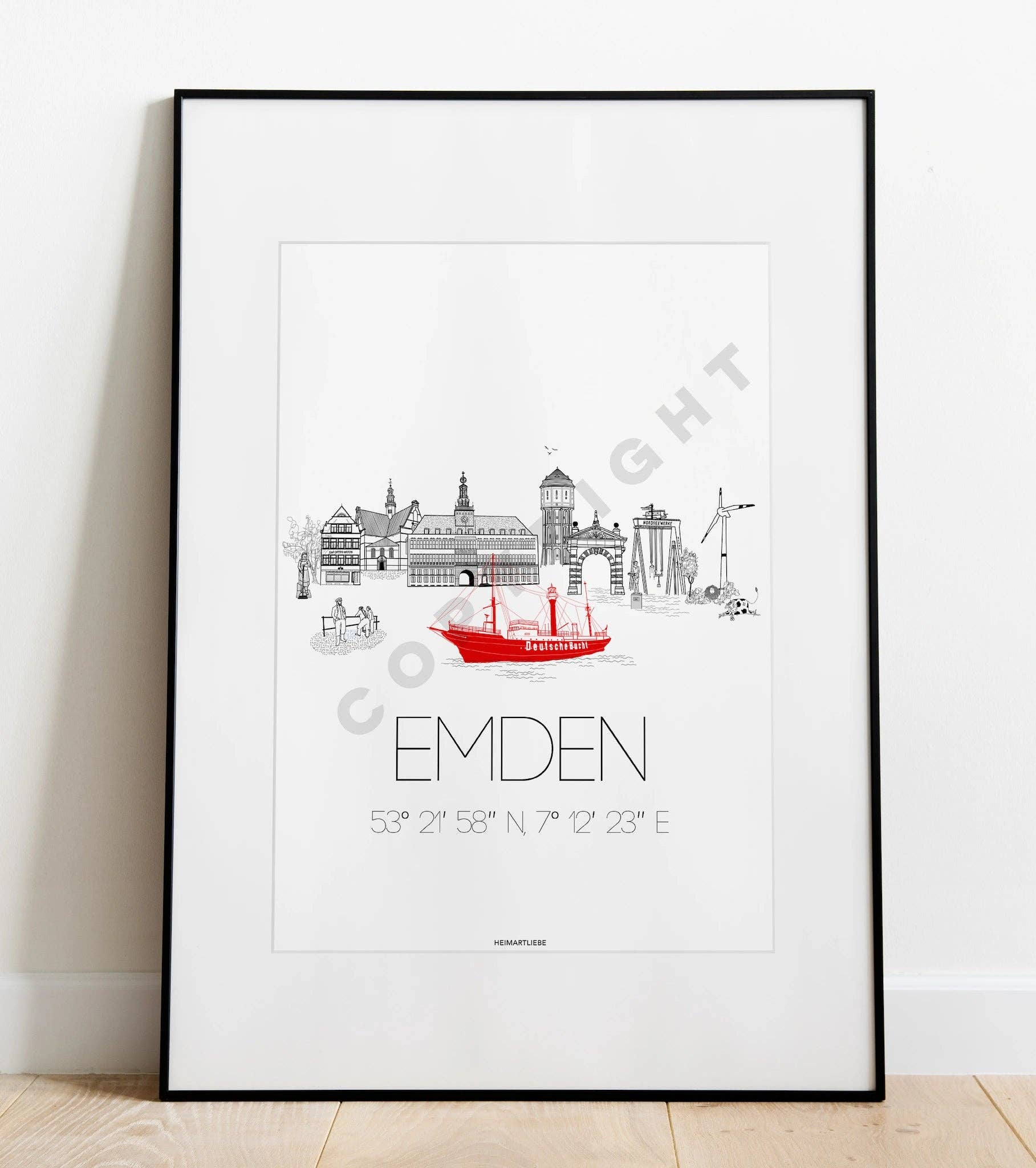 HEIMARTLIEBE® - Wholesale Art Print - PRINT - SKYLINE EMDEN1