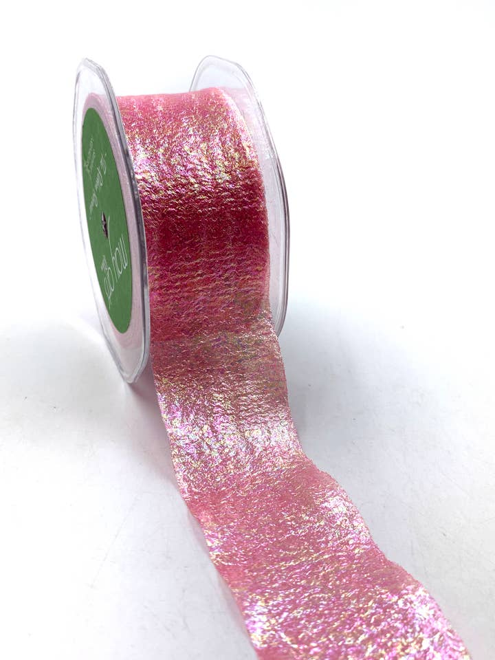 1.5" Fuchsia Iridescent Holographic Crepe Ribbon for wholesale by May Arts Ribbon