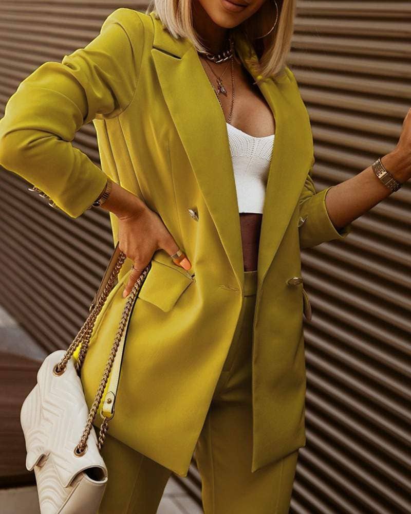 YELLOW double breasted blazer coat pants set for wholesale on Faire2