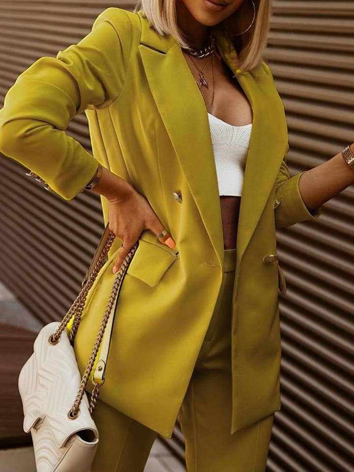 double breasted blazer coat pants set for wholesale by Flarix