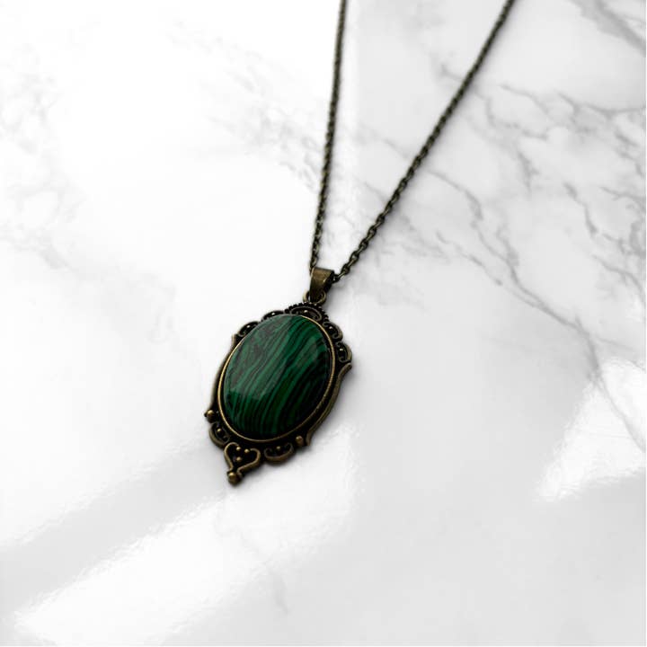 The Poison Path - Wholesale Pendant/Charm Necklace - Malachite Pendant Necklace | Antique Gold or Silver6