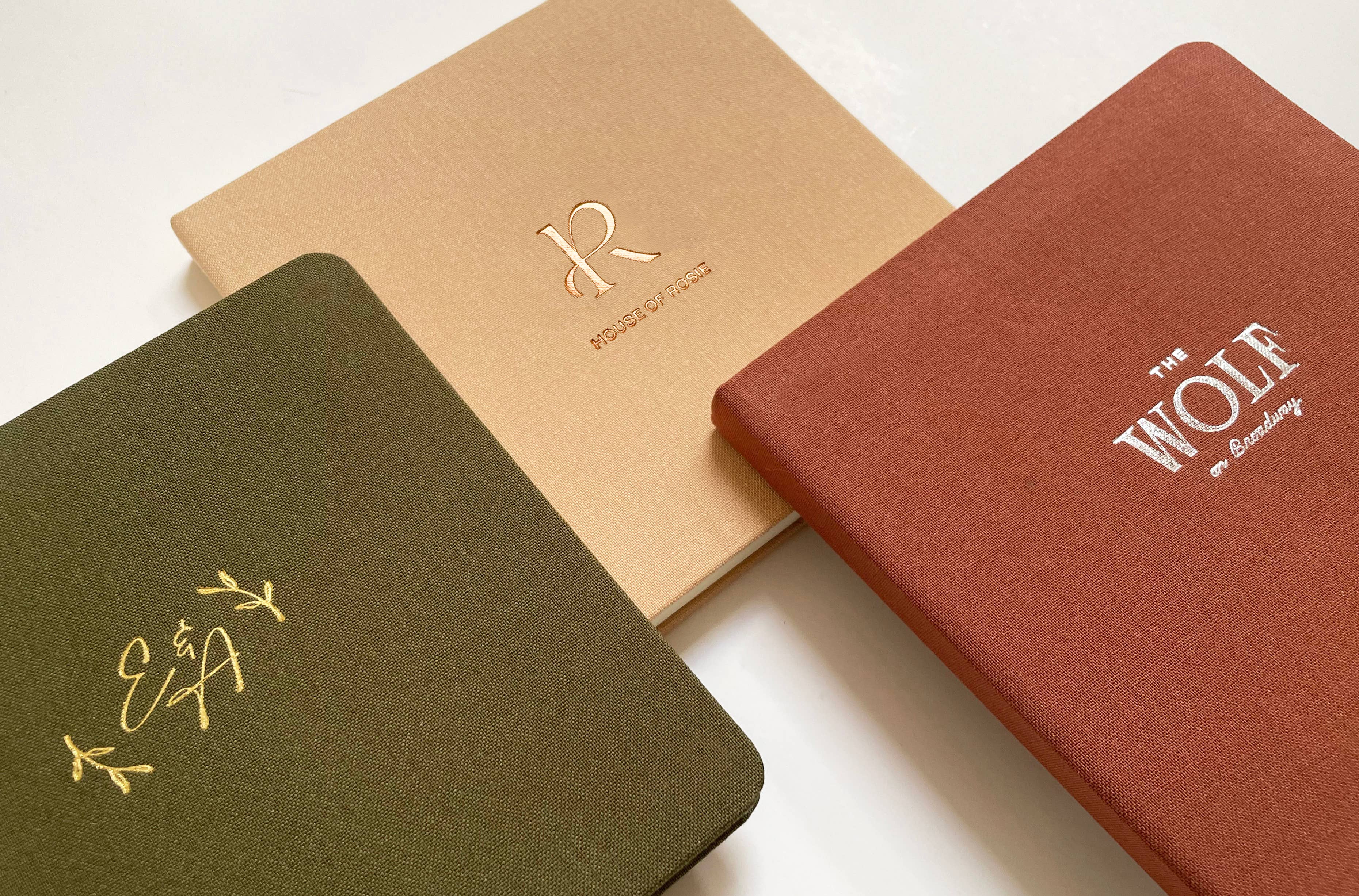 Studio Portmanteau – wholesale Notebook – Custom Logo Foil Embossed Square Linen Notebook, Earth Tones5