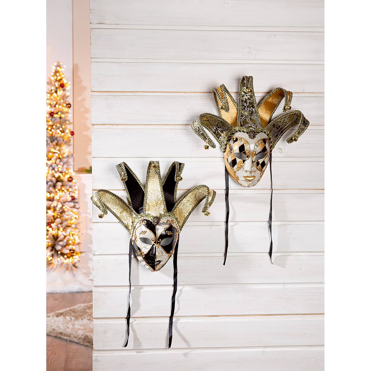 Venezia wall object mask, gold-colored; white h.44 cm for wholesale on Faire1