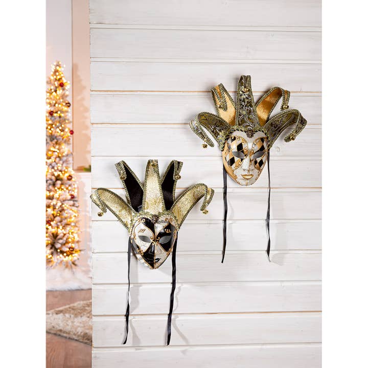 Venezia wall object mask, gold-colored; white h.44 cm for wholesale on Faire1