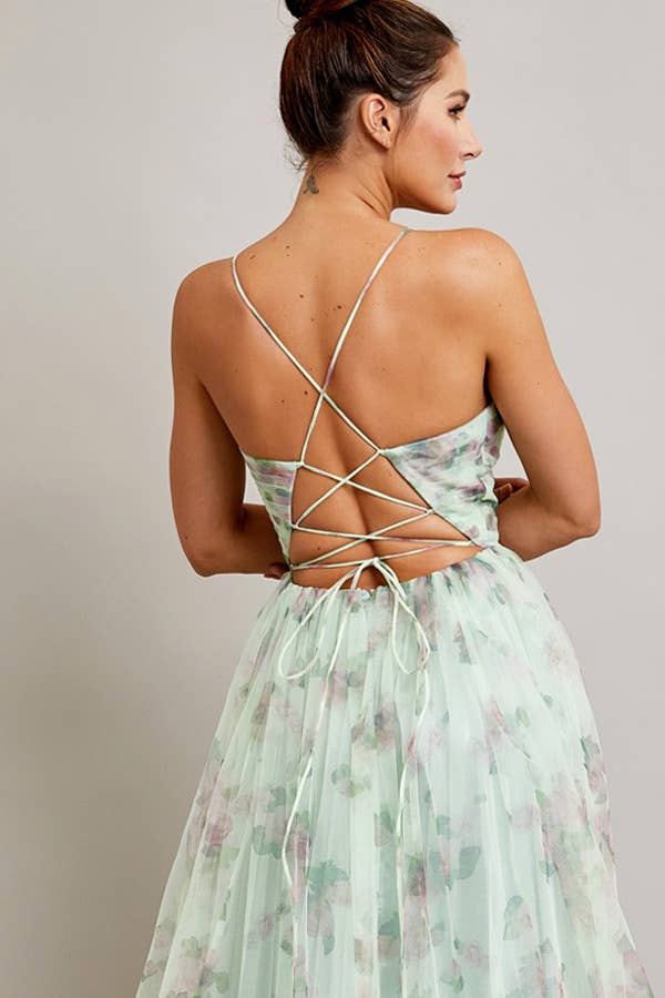 Babyfox Apparel - Wholesale Dress - Women's - Sleeveless Sweetheart A Line Floral Print Dress5