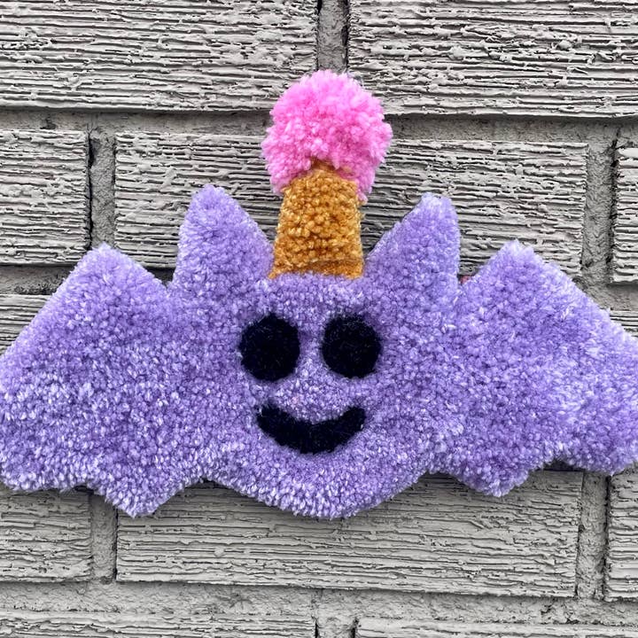 Bat with Party Hat Tufted Wall Hanging for wholesale by Hi Cutie
