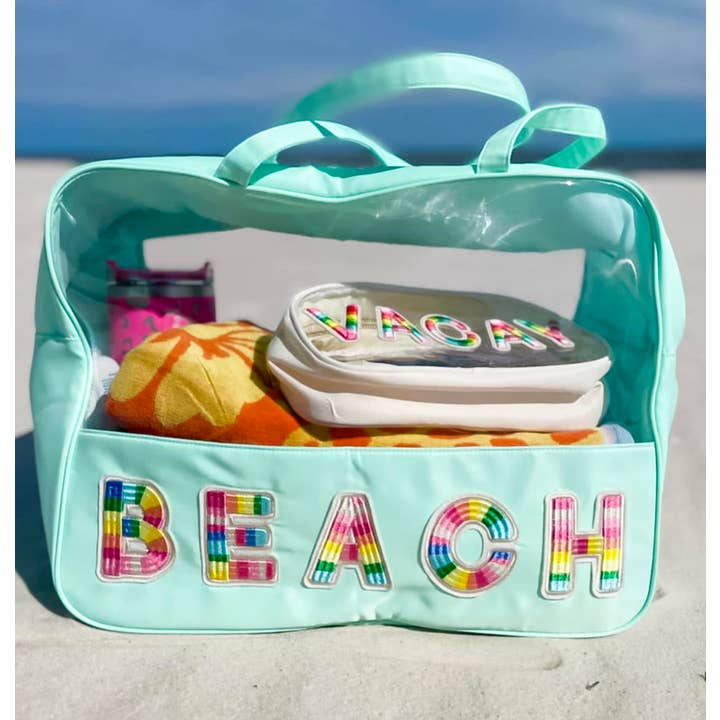 Rosebud Boutique - Wholesale Beach Bag - Mint Mega Beach Tote