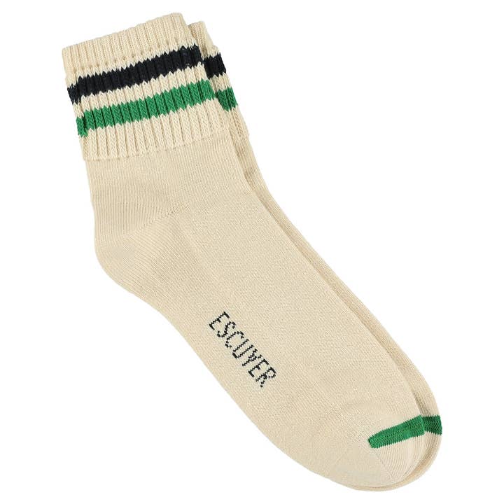 Ankle Socks - Ecru / Blue / Green for wholesale by ESCUYER