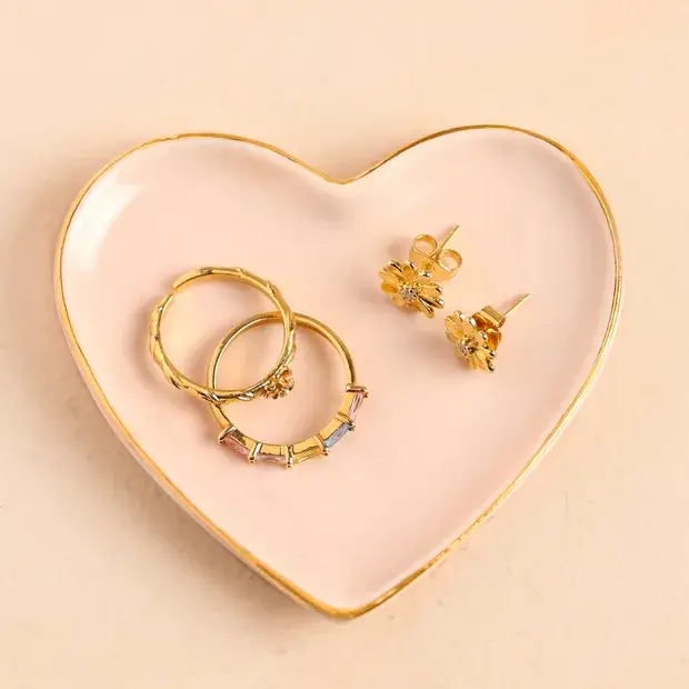 Lisa Angel – wholesale Jewellery dish – Small Pink Ceramic Heart Trinket Dish1