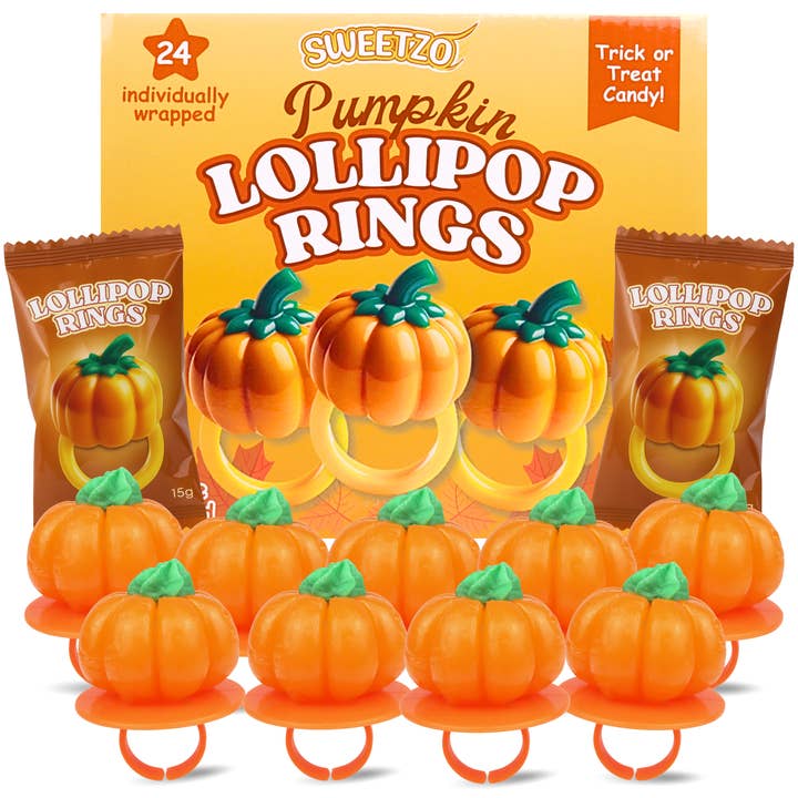 Needzo Inc - Wholesale Lollipop - Bulk Pumpkin Lollipop Rings, Trick or Treat Candy, 24 Count0