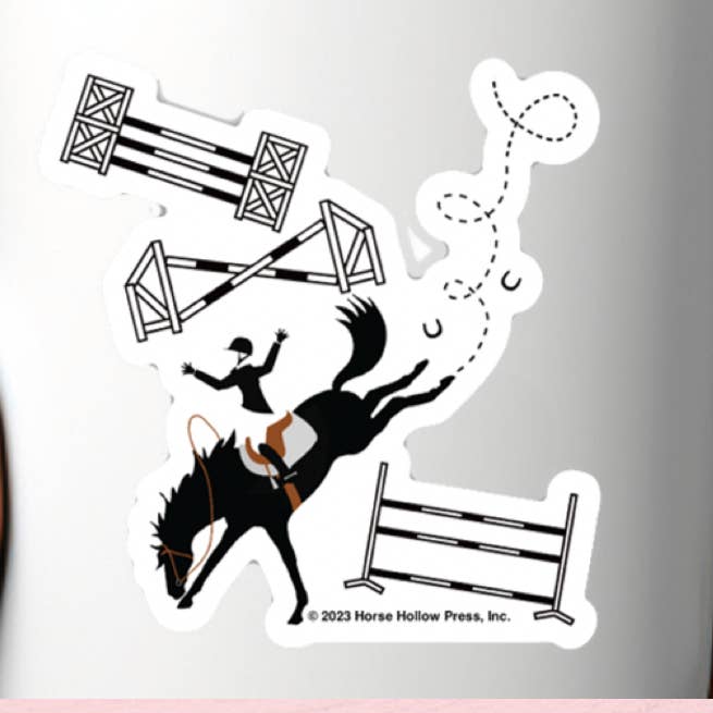 3" Tumbler Horse Sticker / Off Course Bucking / WATERPROOF for wholesale by Horse Hollow Press