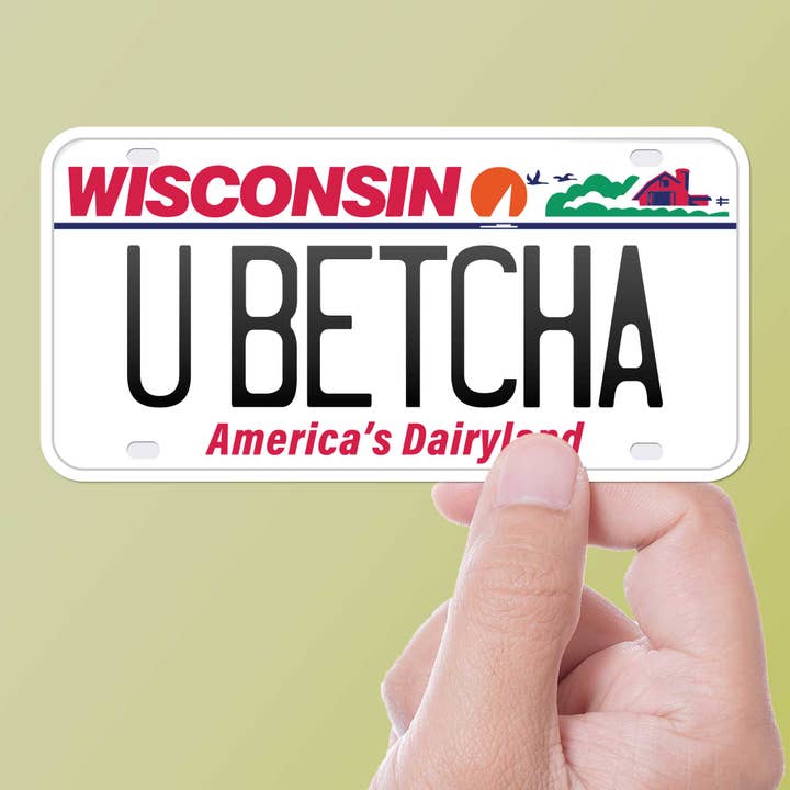 Calcomanía para defensa You Betcha Wisconsin, bonitas calcomanías del Medio Oeste para venta al por mayor de Sentinel Supply