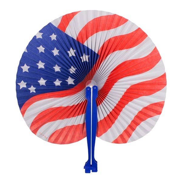 Patriotic Folding Fans – 12 Pack (USA Flag Design) for wholesale by Windy City Novelties