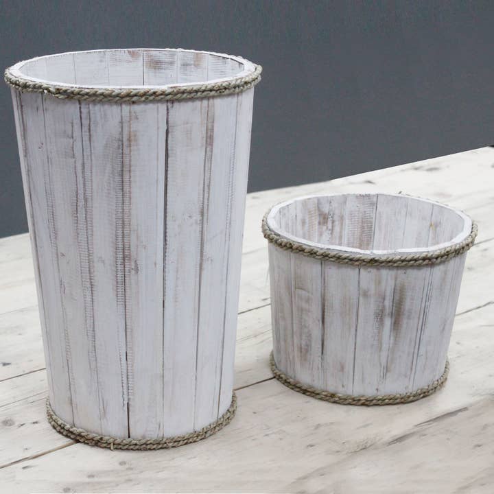 Ancient Wisdom – wholesale Plant pot – Lrg Nautical Display Tub - Whitewash 45x32cm2