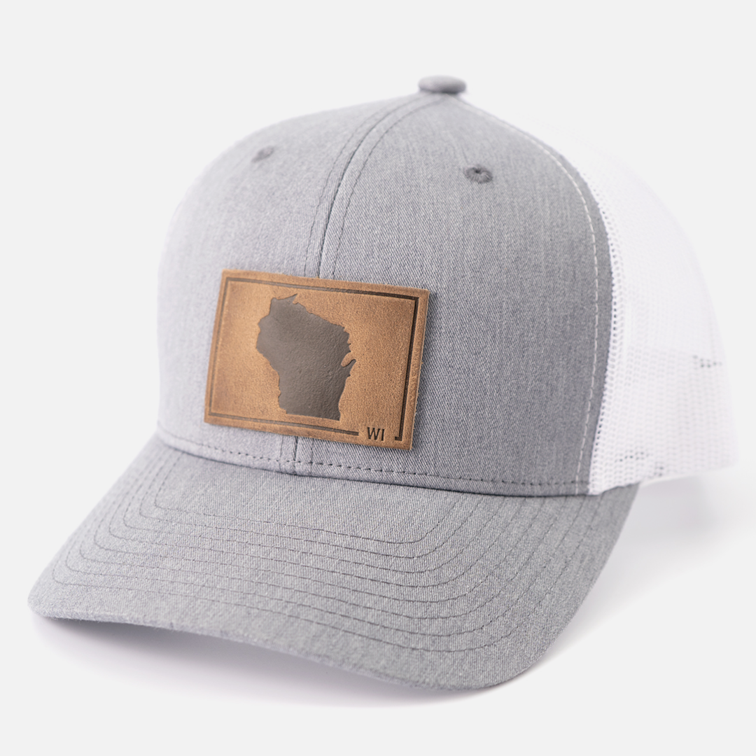 Range Leather Co. - Wholesale Trucker Hat - Unisex - Wisconsin Silhouette Hat | Leather Patch Trucker Hat2