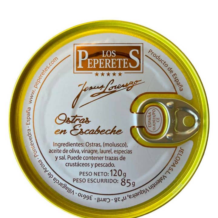 LE GOURMET CENTRAL - Wholesale Tinned Fish - Los Peperetes Oysters in Pickled Sauce | Ostras en Escabeche